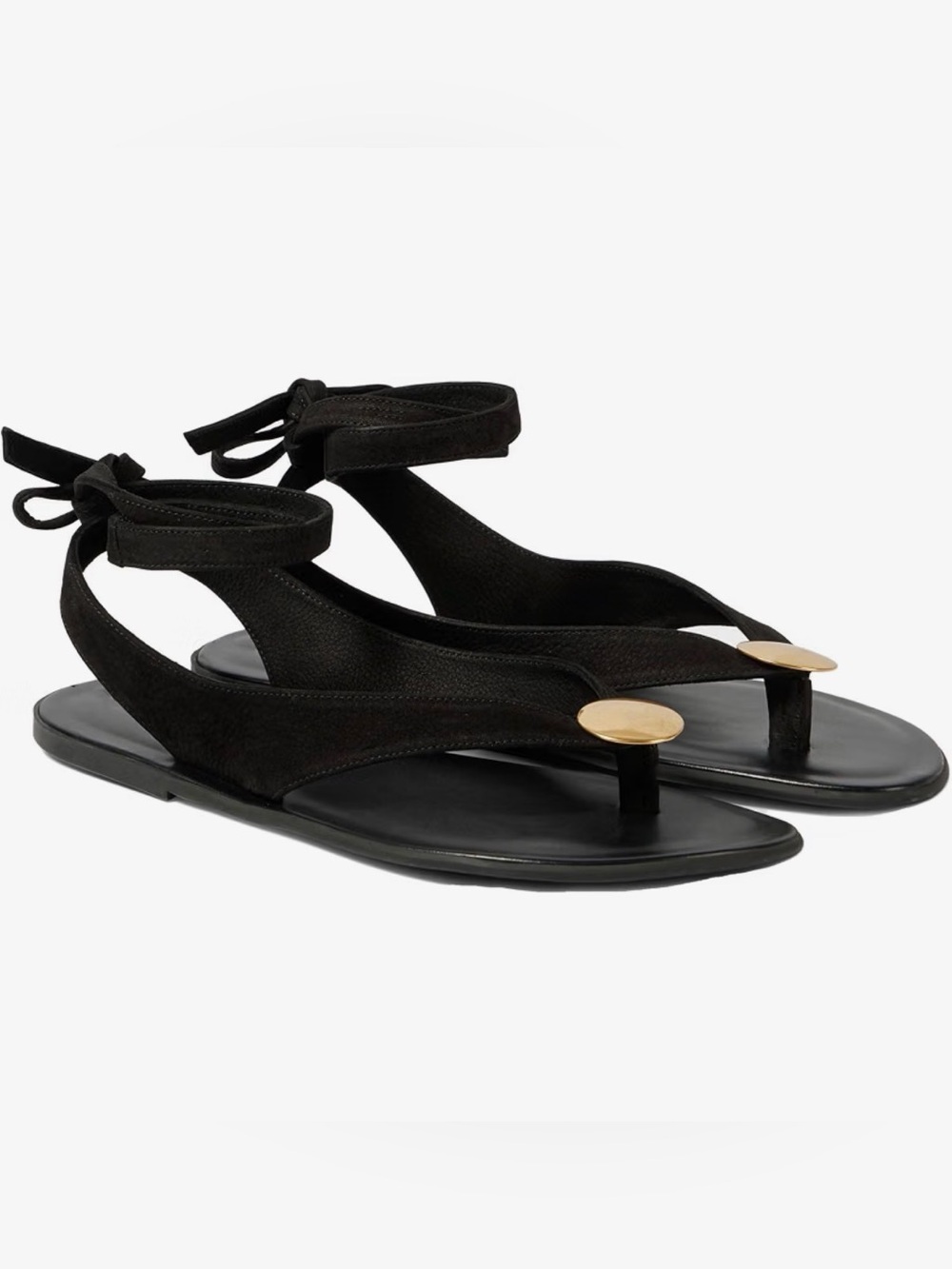 New Black Strappy Leather Ankle-Tie Thong Sandals ~8